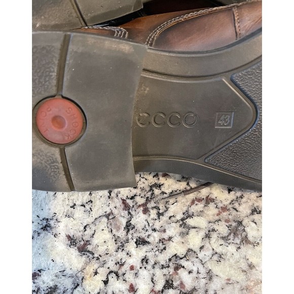 Ecco Cario Men’s Brown Leather Apron Toe Dress Shoes Size 43 (US 10) Extra Width - Picture 8 of 10